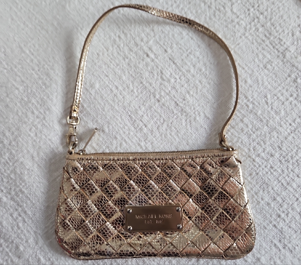 Michael Kors Gold Clutch with Geometric Design